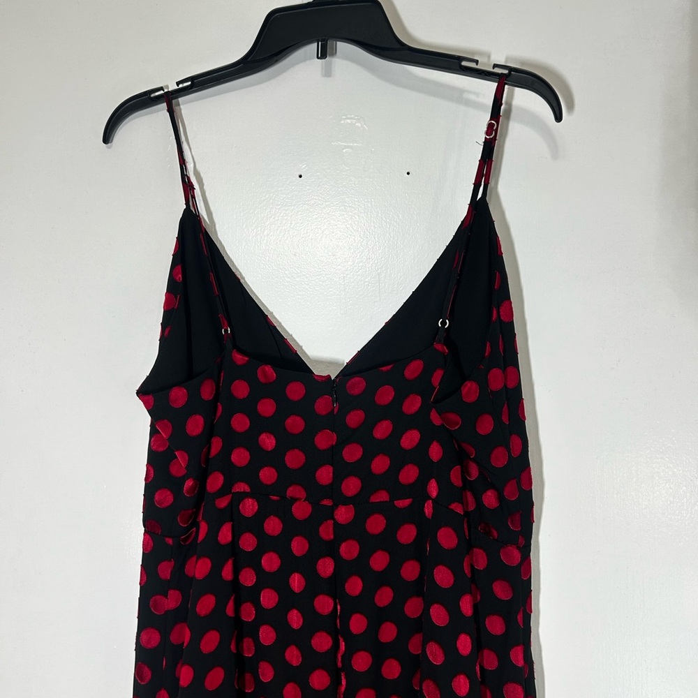 Lovers + Friends Angel Maxi Wrap Polka Dot Wedding Guest Dress in Red Black Sz L - Picture 10 of 15